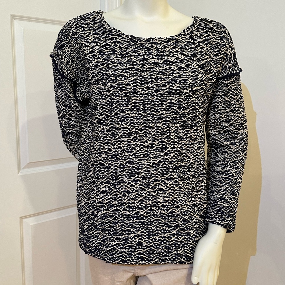 J. Crew Navy and White Knit Sweater